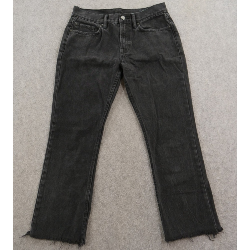 All Saints Jeans Womens 27 Black Serene Straight Crop Mid Rise Zip Fly Raw Hem